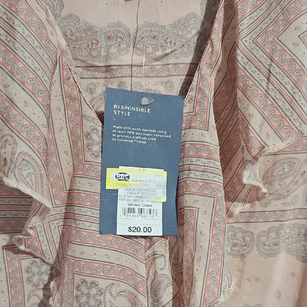 Universal Thread Pink Paisley Ruffle Blouse - Picture 3 of 6